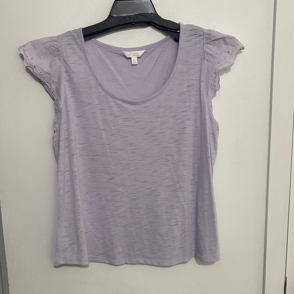 Lauren Conrad Lavender Eyelet Sleeve Top